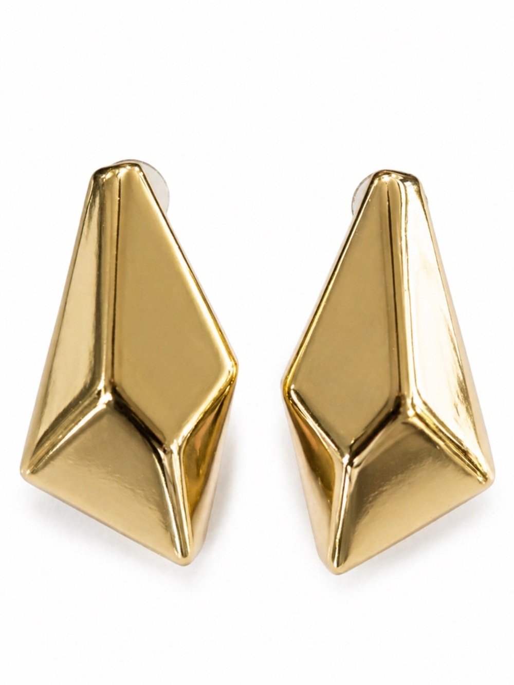 Geometric Gold‎ Tone Earrings – Lightweight Statement Studs – Modern Sculptural